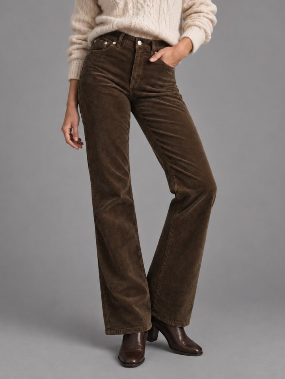 Barbour Brown Corduroy Straight Leg Pants Stretch Trousers Womens Size US 10